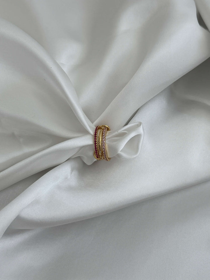 Rosafarbener Strass gestapelter Ring