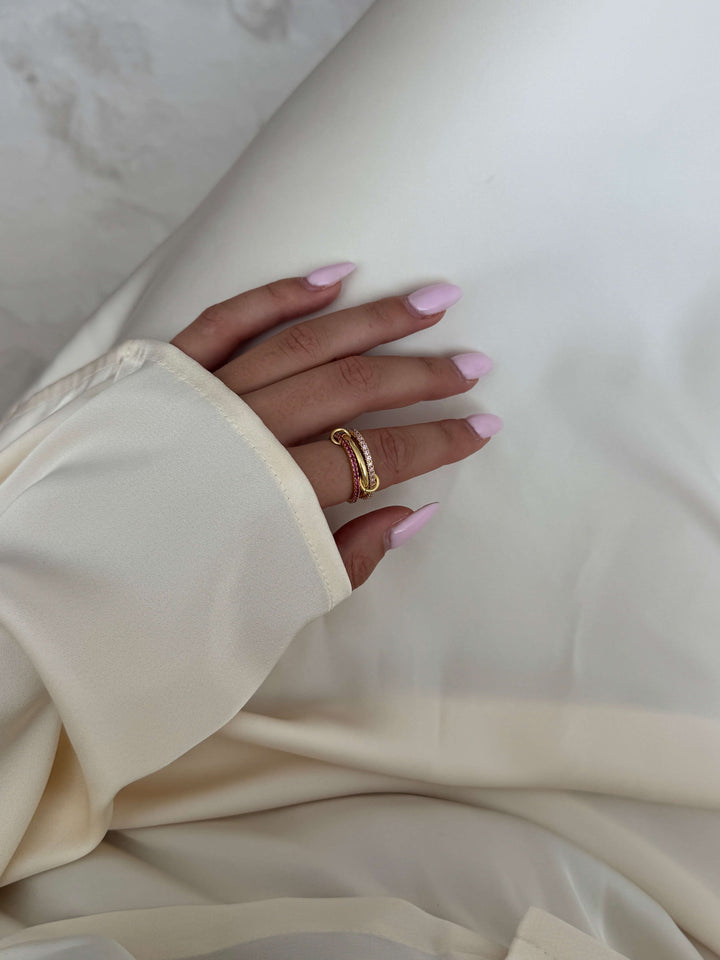 Rosafarbener Strass gestapelter Ring