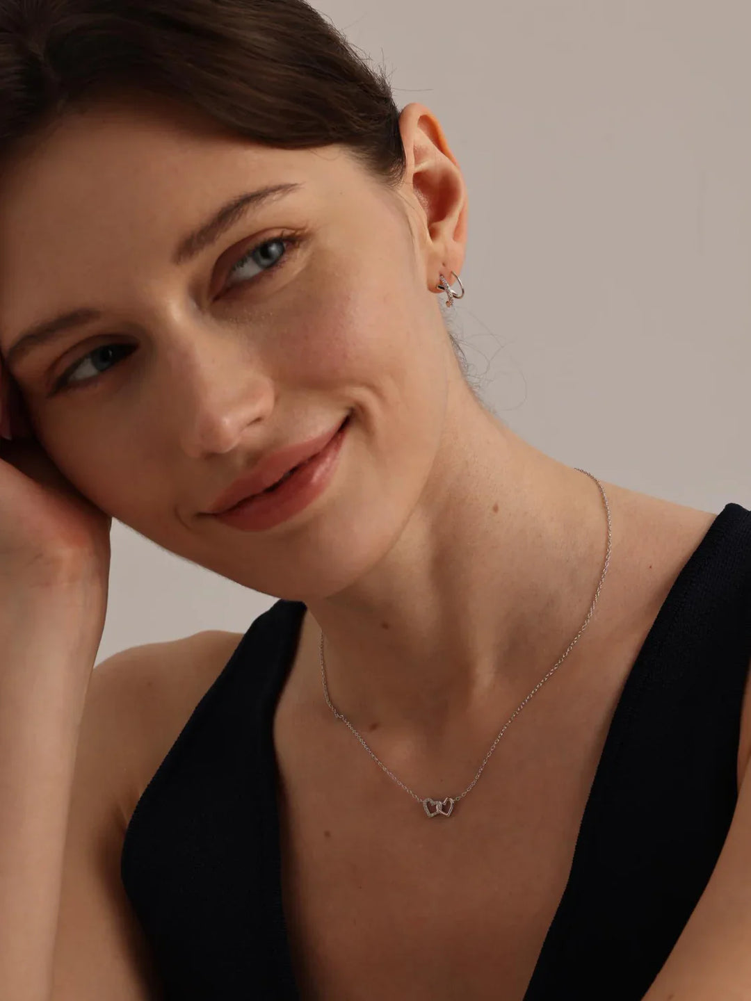 Silbernes Herz Verknüpfte Halskette