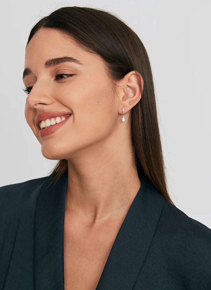 Solitaire Tropfen-Saphir Ohrringe