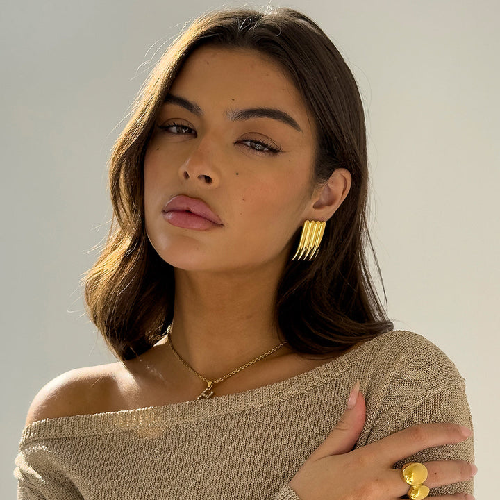 LANGE RIPPEN-Ohrringe GOLD