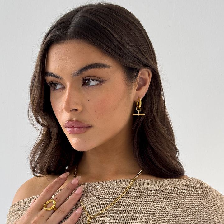 T-BAR HOOPS GOLD