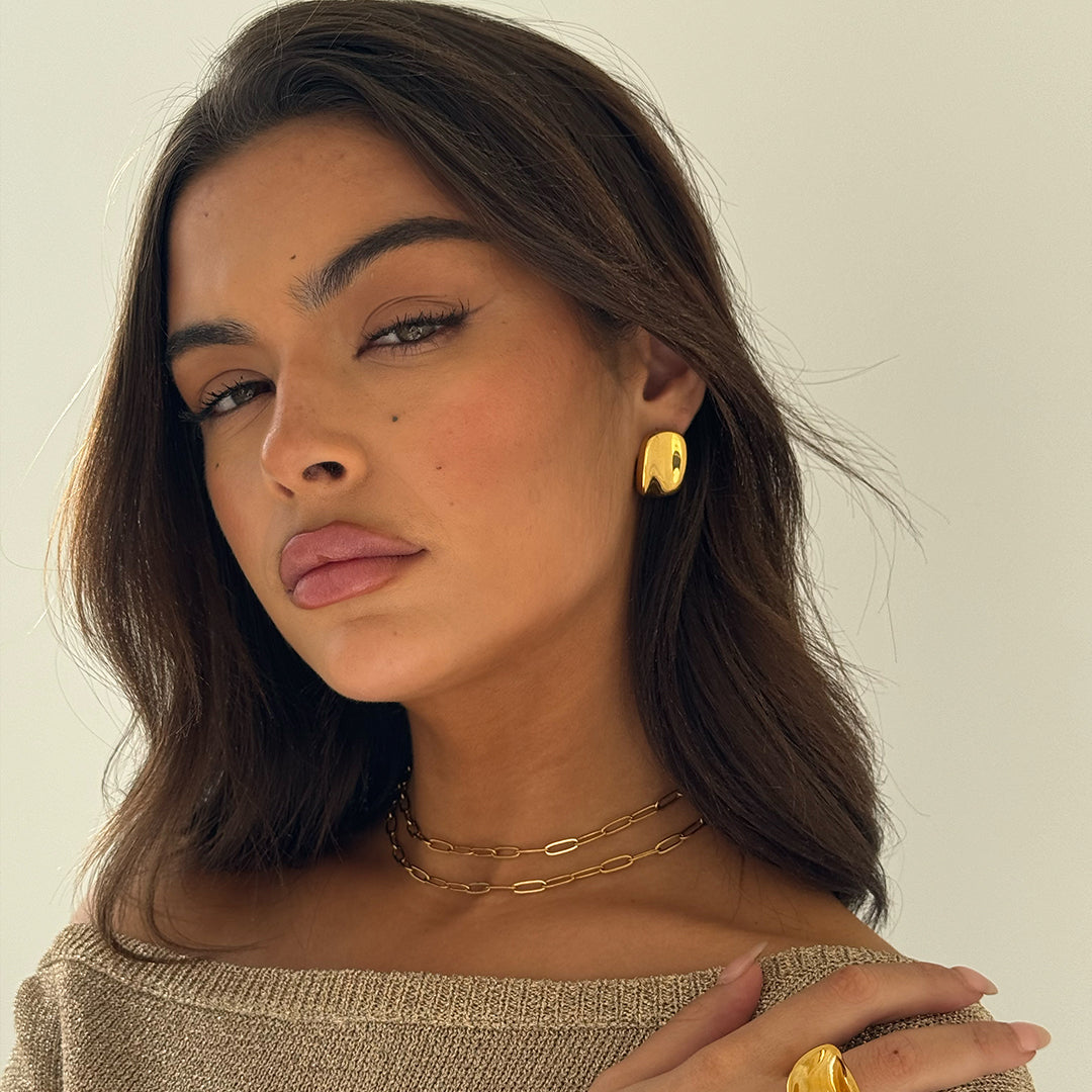 REKTANGULÄRE STUD-Ohrringe GOLD