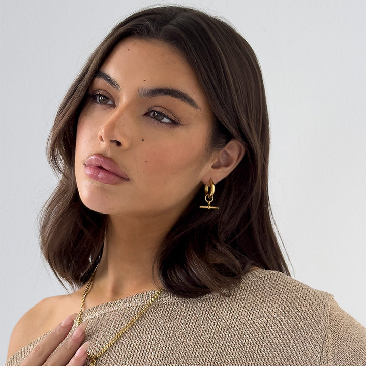 T-BAR HOOPS GOLD