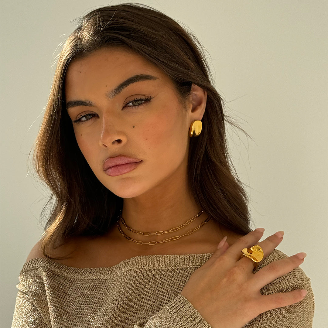 REKTANGULÄRE STUD-Ohrringe GOLD