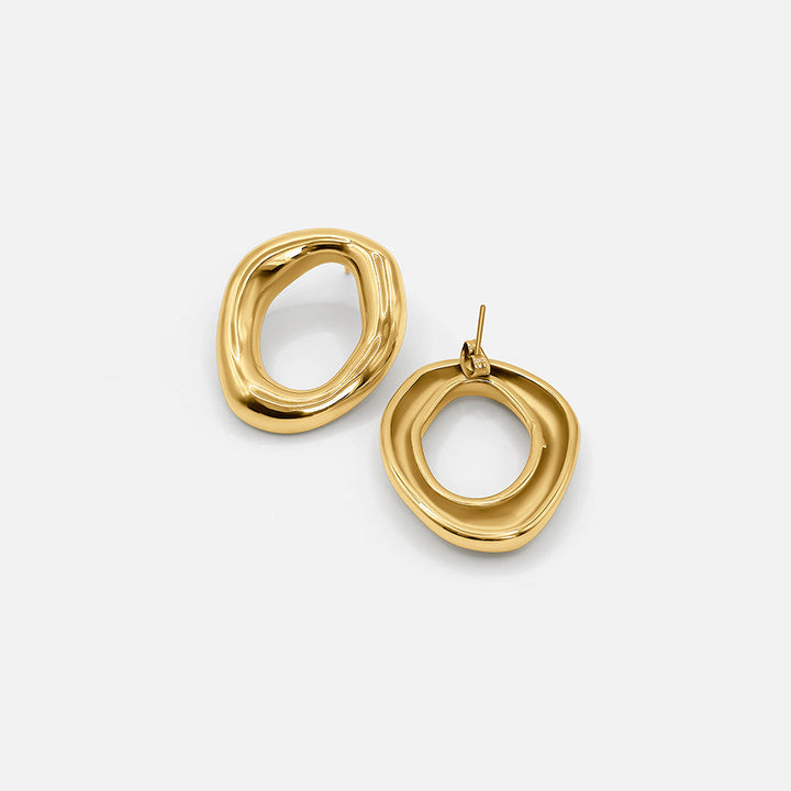18K GOLDENE OFFENE OVAL-OHRRINGE
