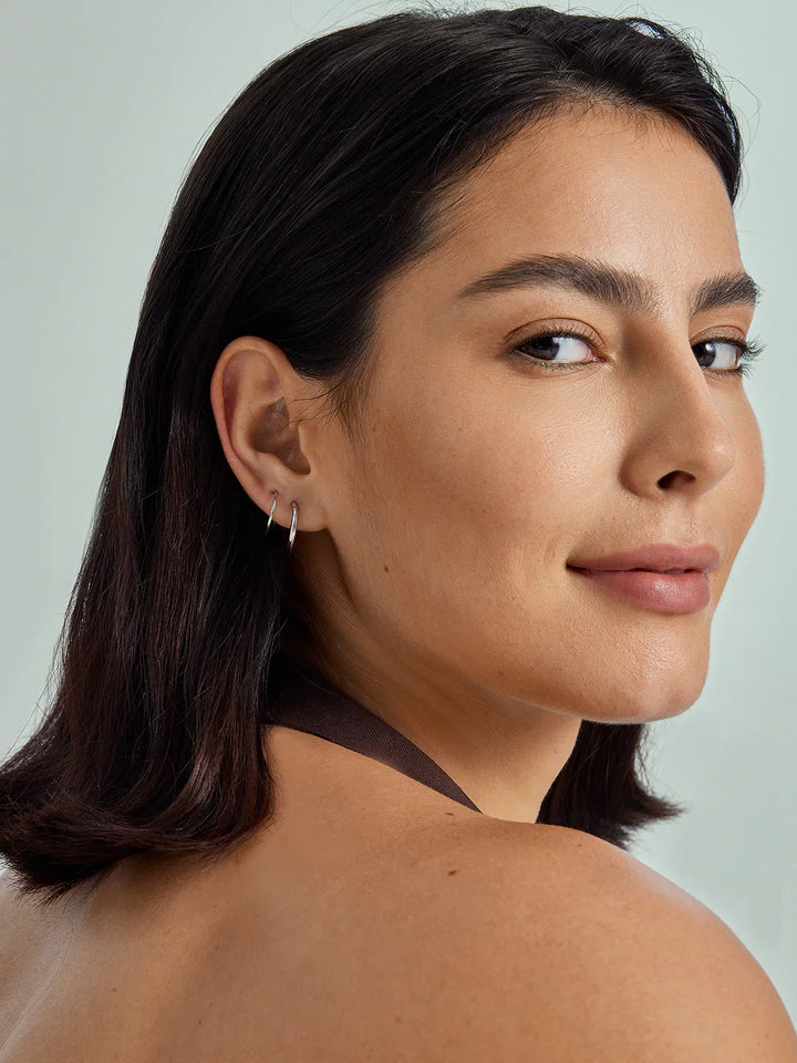 Silberne Doppelohrringe