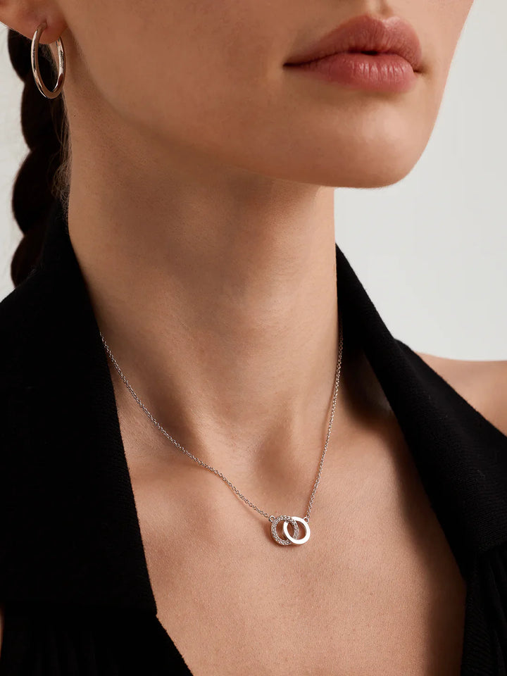 Doppelte Kreis-Halskette mit Pavé