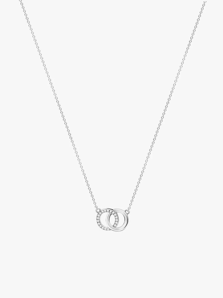 Doppelte Kreis-Halskette mit Pavé