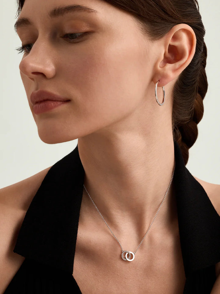 Doppelte Kreis-Halskette mit Pavé