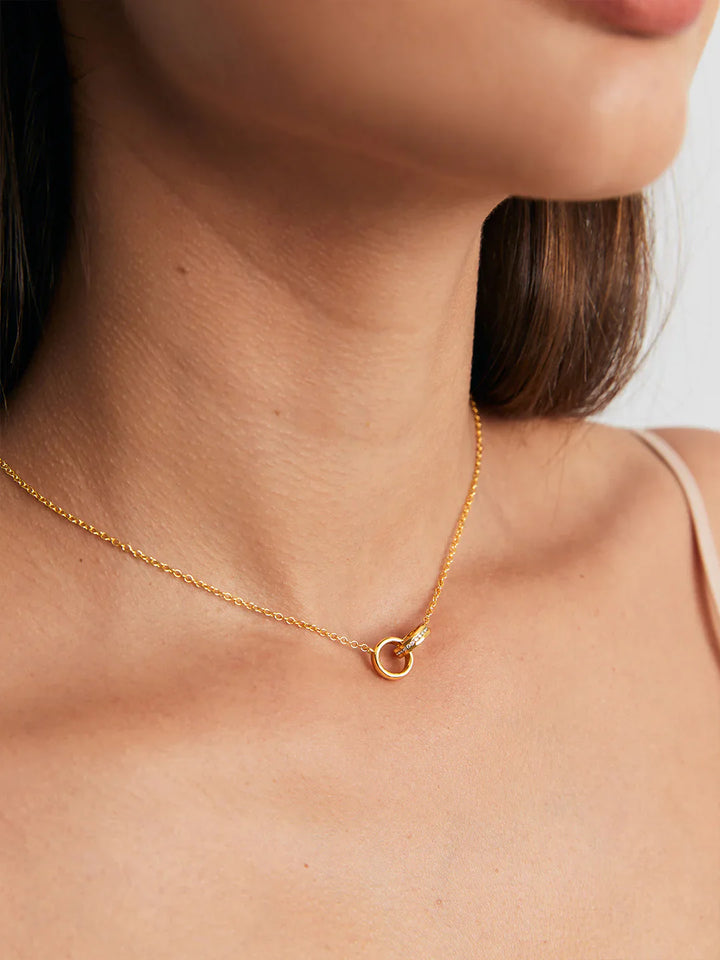 Pave Interlocking Double Circle Necklace