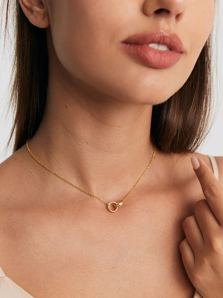 Pave Interlocking Double Circle Necklace