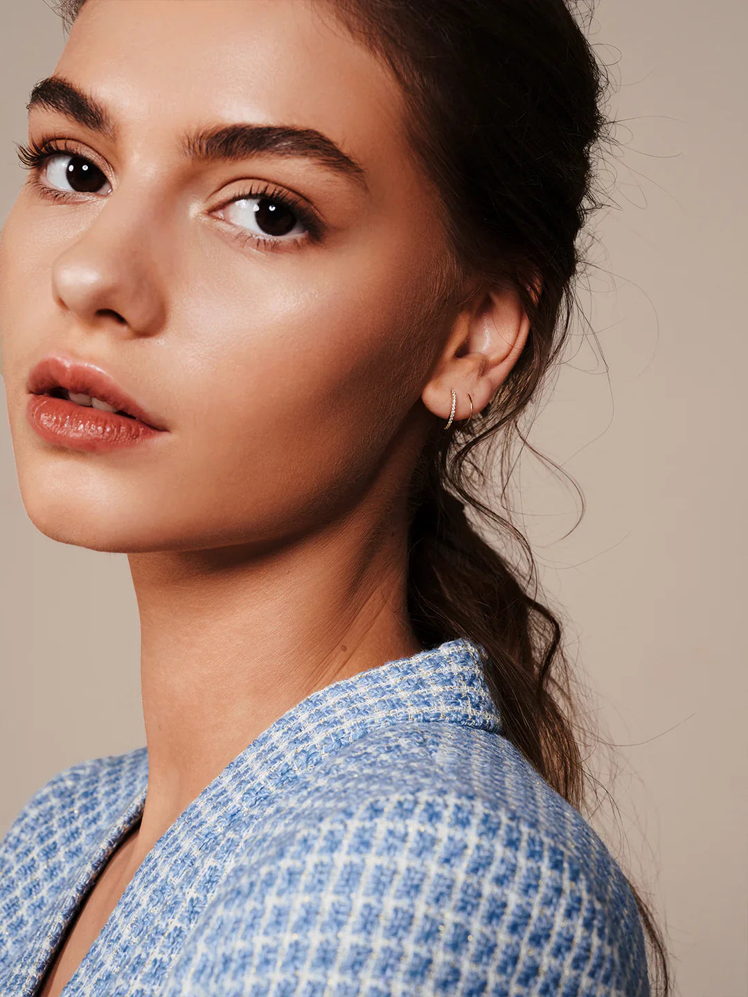 Halb Pave Doppelte Creolen