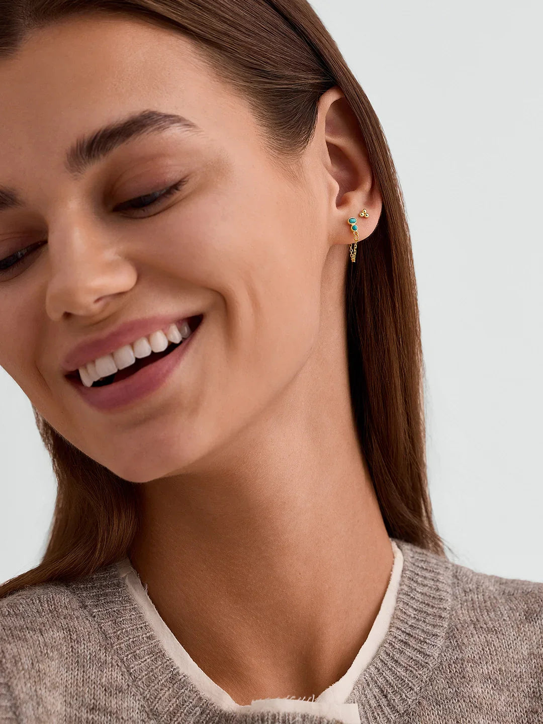 Lünette Türkis Ketten Ohrstecker