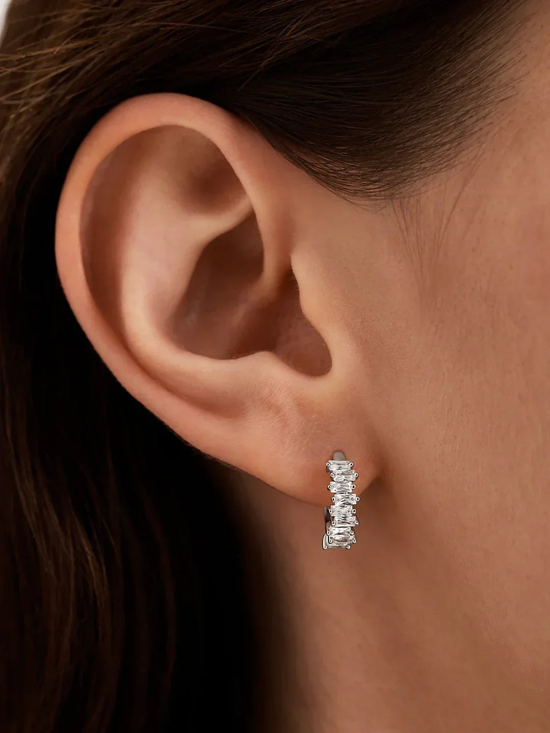 Baguette Saphir Silber Huggies