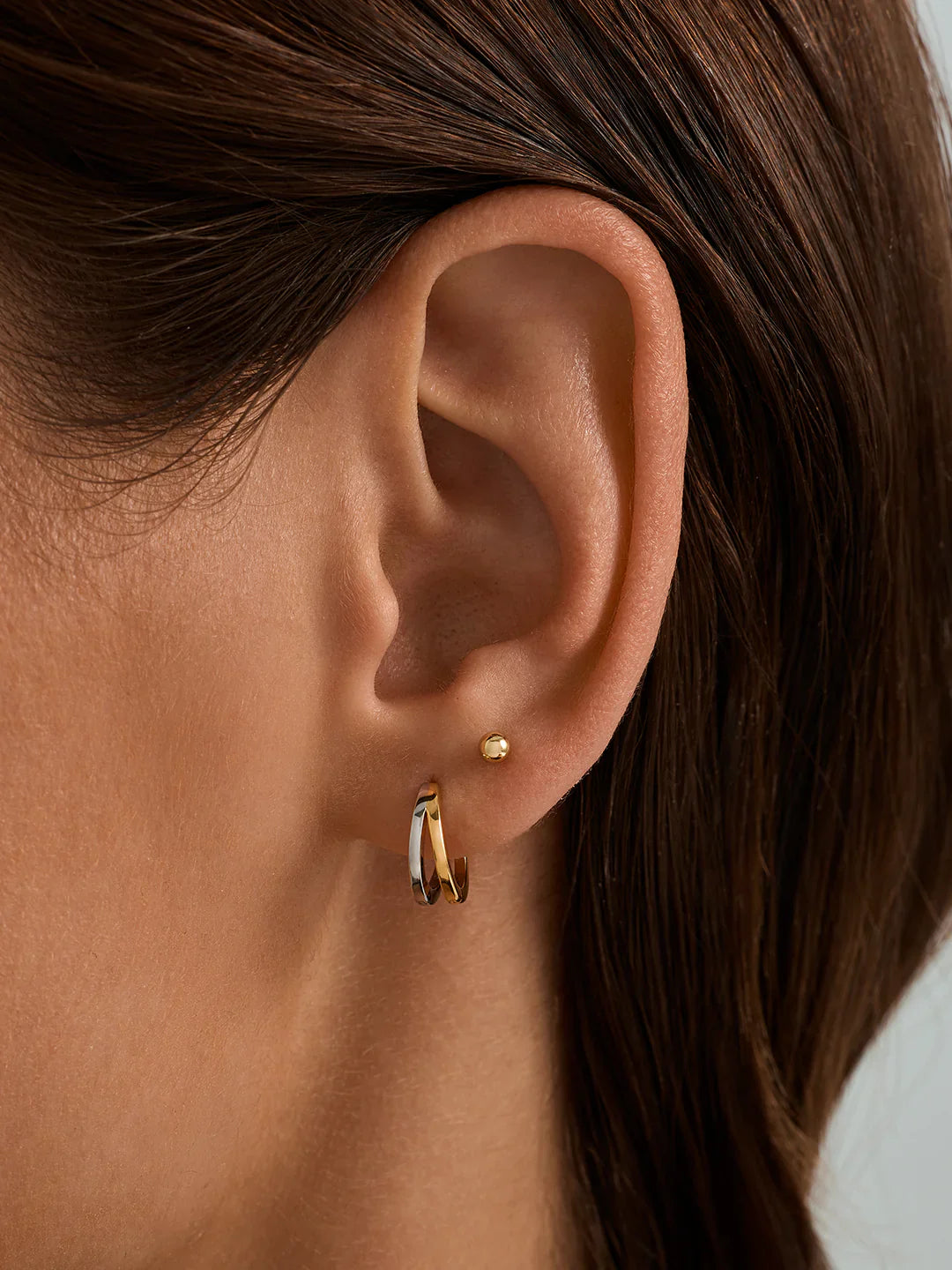 Gemischte Minimalistische Doppelte Halbkreis Huggies