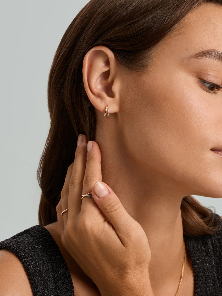 Gemischte Minimalistische Doppelte Halbkreis Huggies