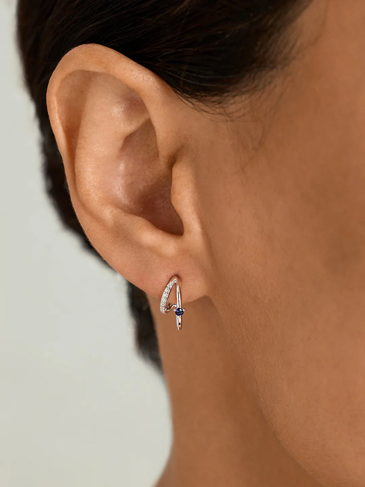 Blauer Saphir & Pavé Doppelohrringe