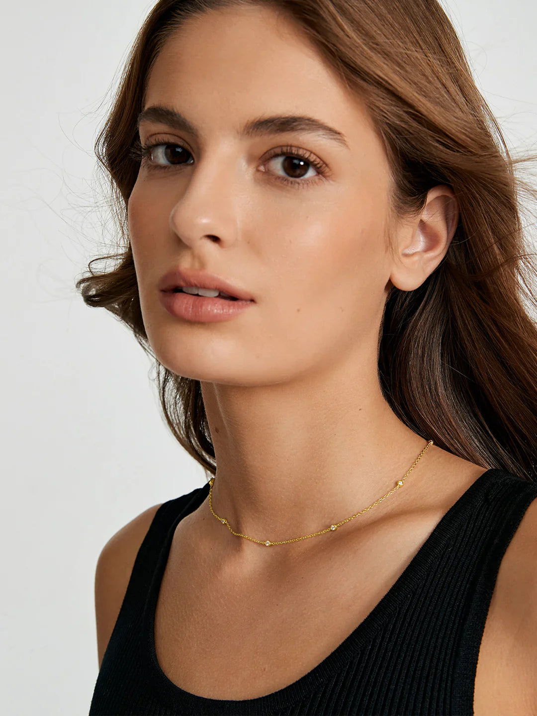 Bezel Crystal Station Halskette