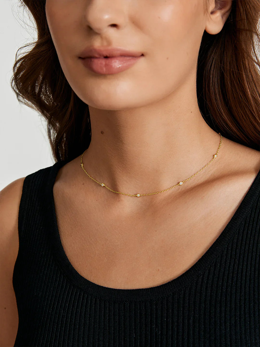 Bezel Crystal Station Halskette