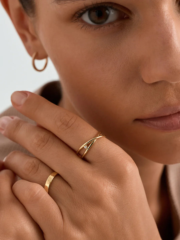 Überlappender Kristall Statement Ring