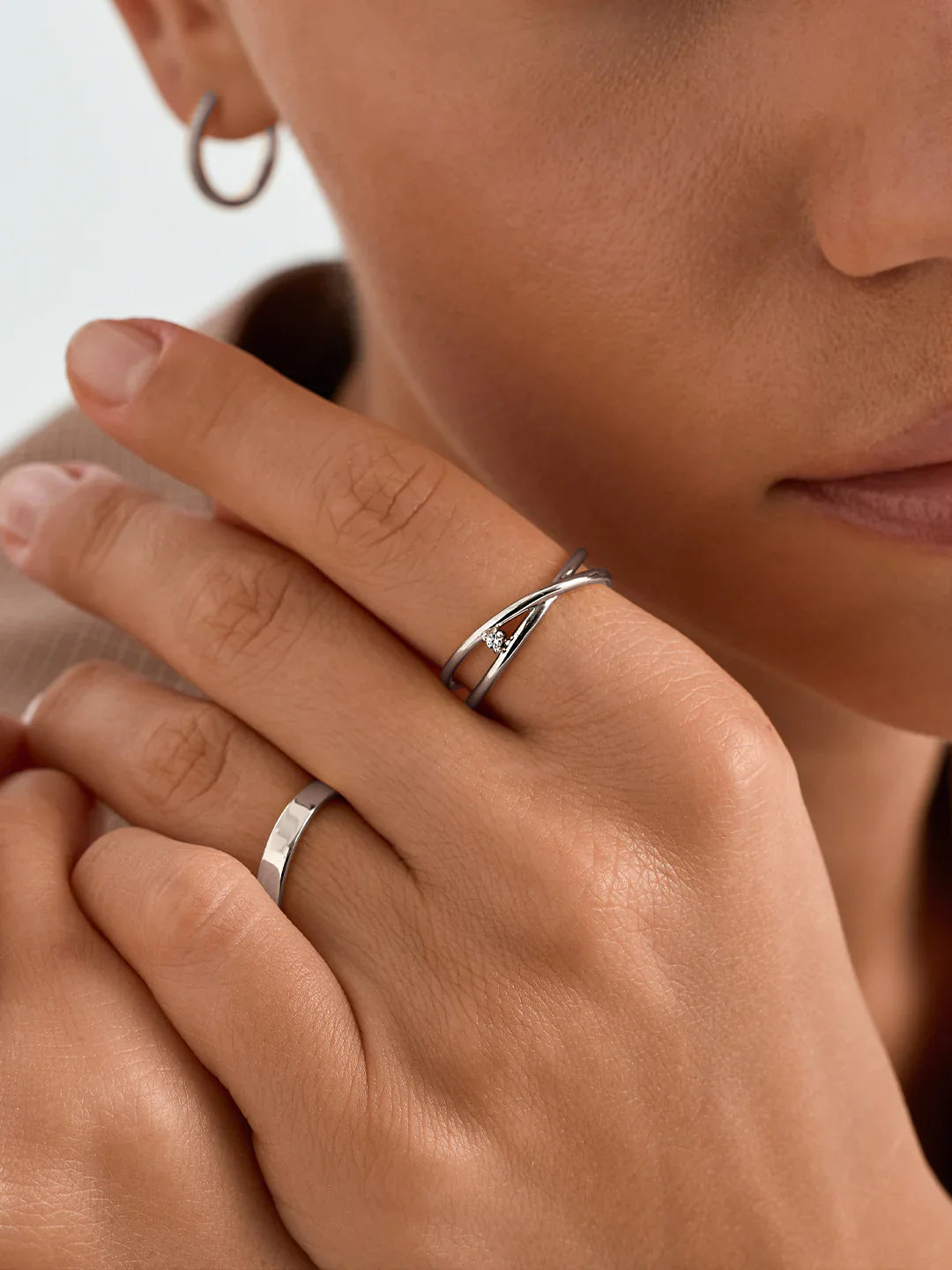 Überlappender Kristall Statement Ring