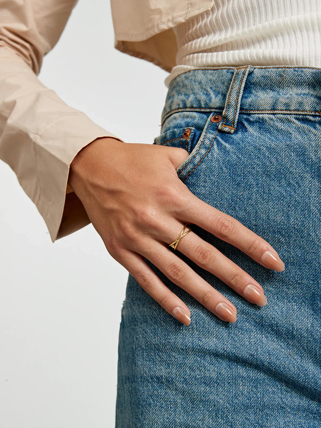 Überlappender Kristall Statement Ring