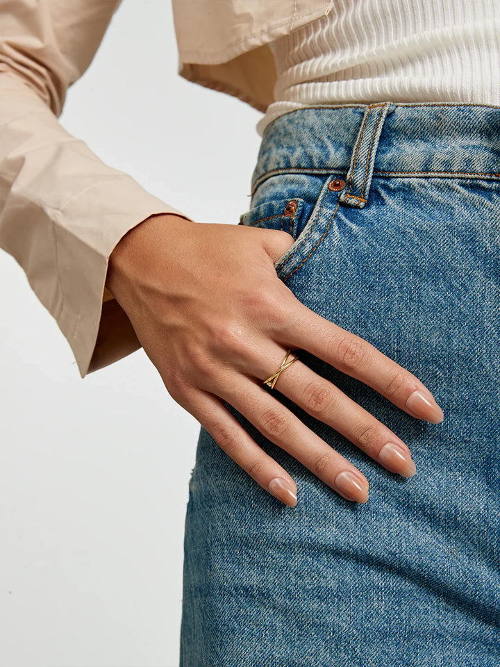 Überlappender Kristall Statement Ring