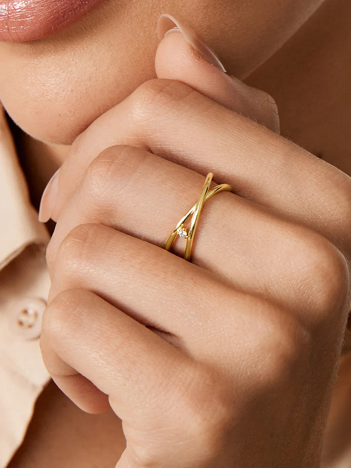 Überlappender Kristall Statement Ring