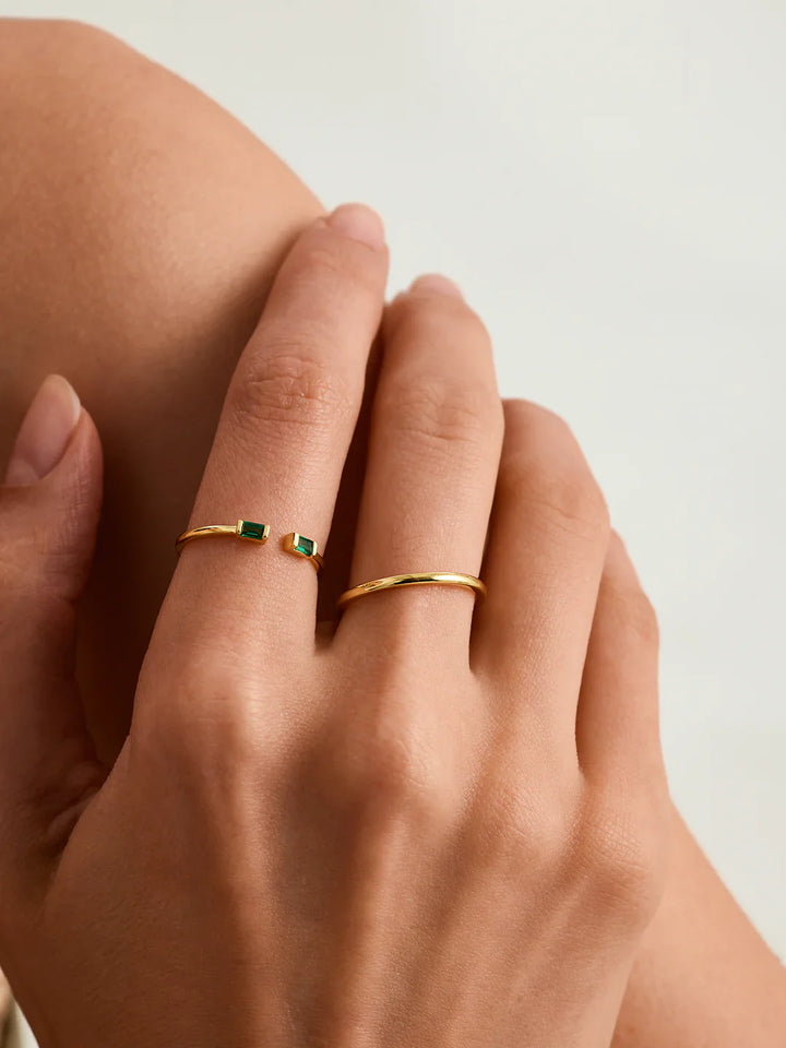 Baguette Smaragd Offener Ring