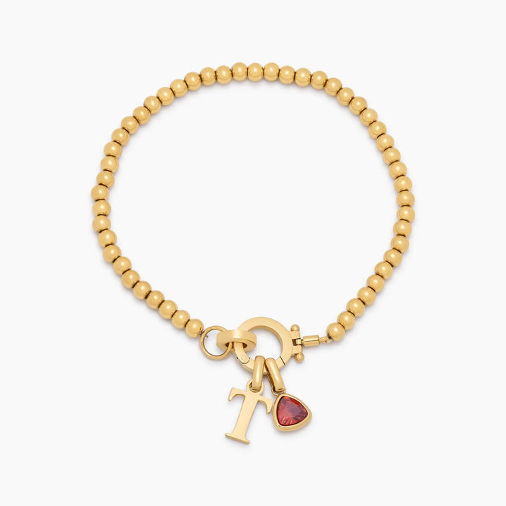 Perlen-Geburtsstein-Initial Charm-Armband