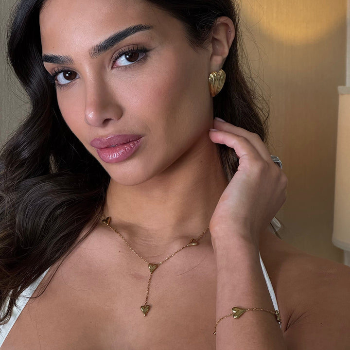 Liebes Herz Tropfen Halskette - Gold