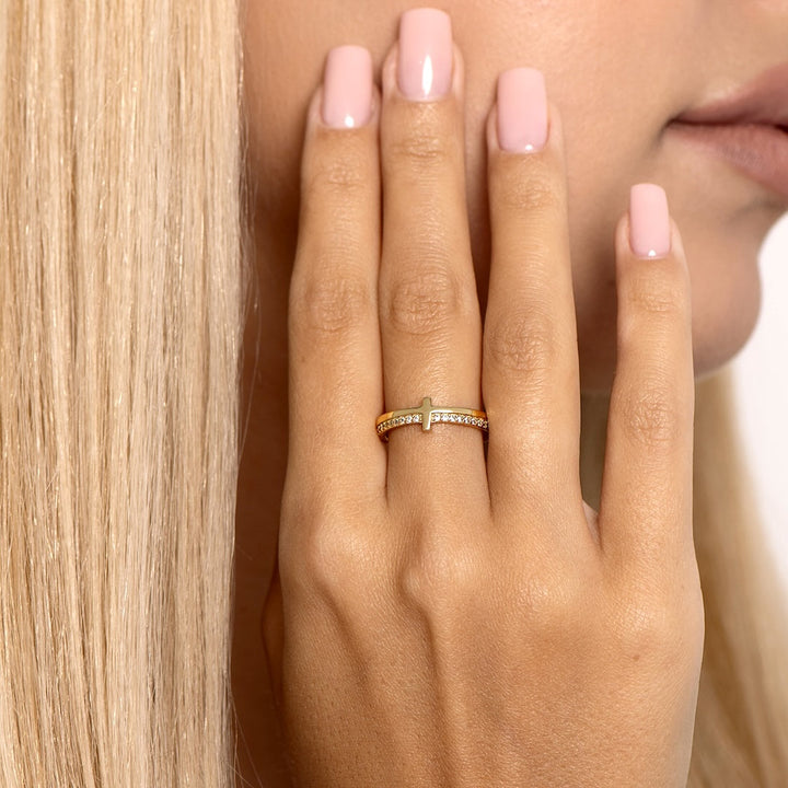 Für Meine Tochter "BETE DARÜBER" - GOLDENES KREUZRING