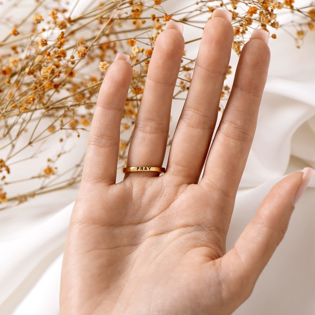 Für Meine Tochter "BETE DARÜBER" - GOLDENES KREUZRING