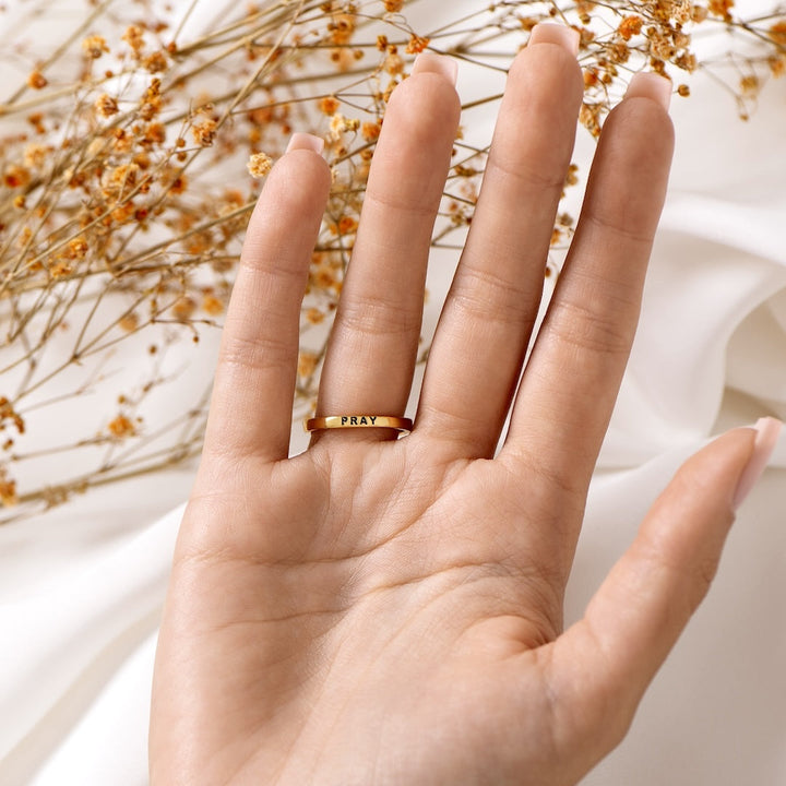 Für Meine Tochter "BETE DARÜBER" - GOLDENES KREUZRING