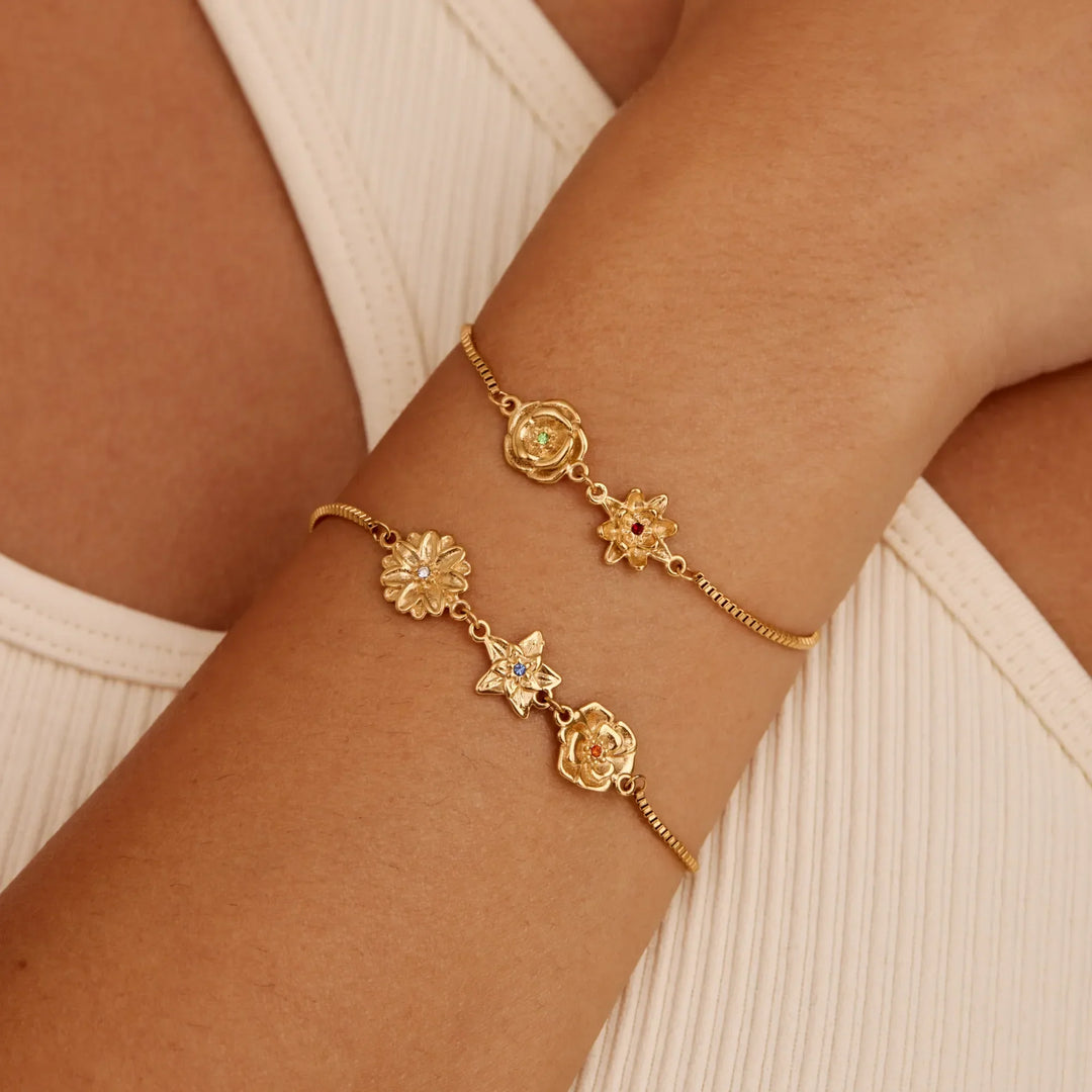 Personalisierte Geburtsblumen Charm Armband