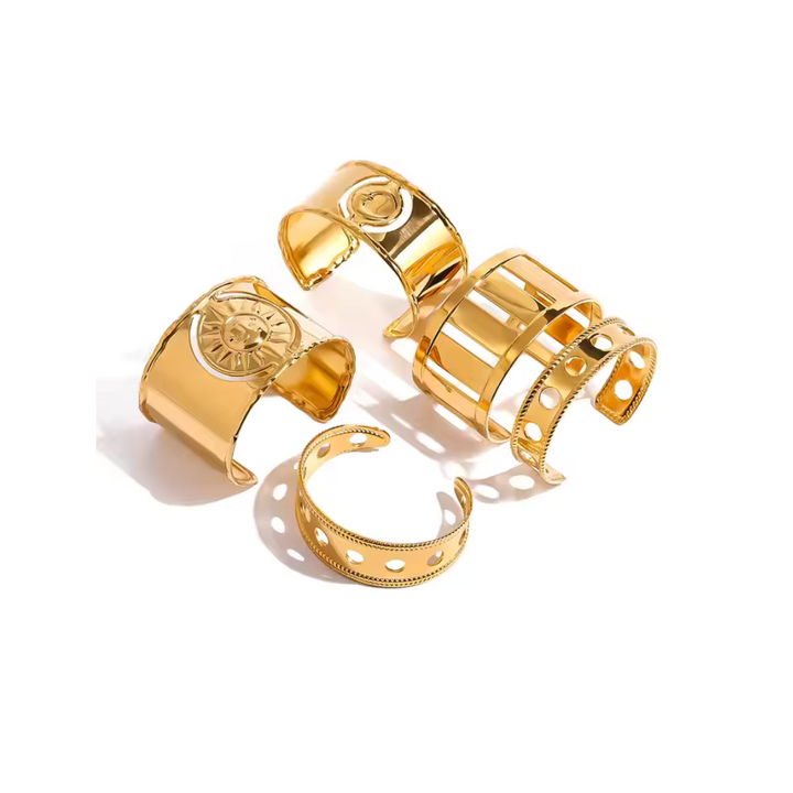 Goldener gehämmerter Luxus-Manschettenknopf