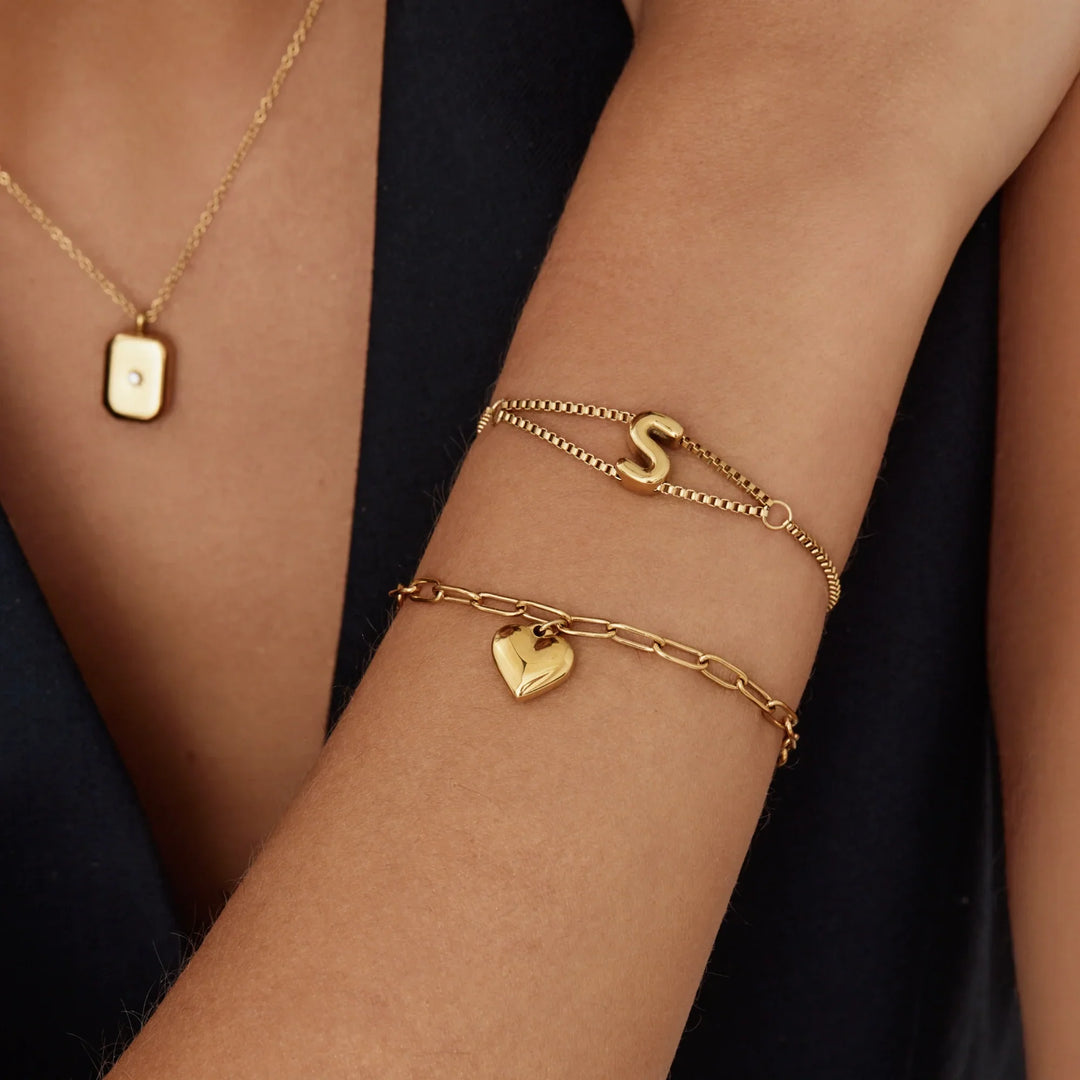 Papierklammer Herz Charm Armband