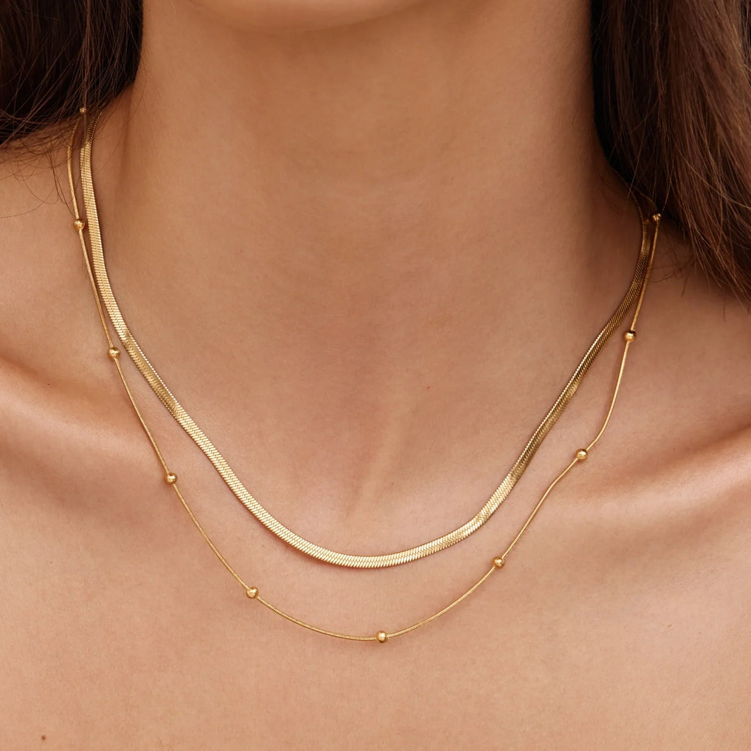 Schlangen- und Satellitenkette Lagen-Halskette