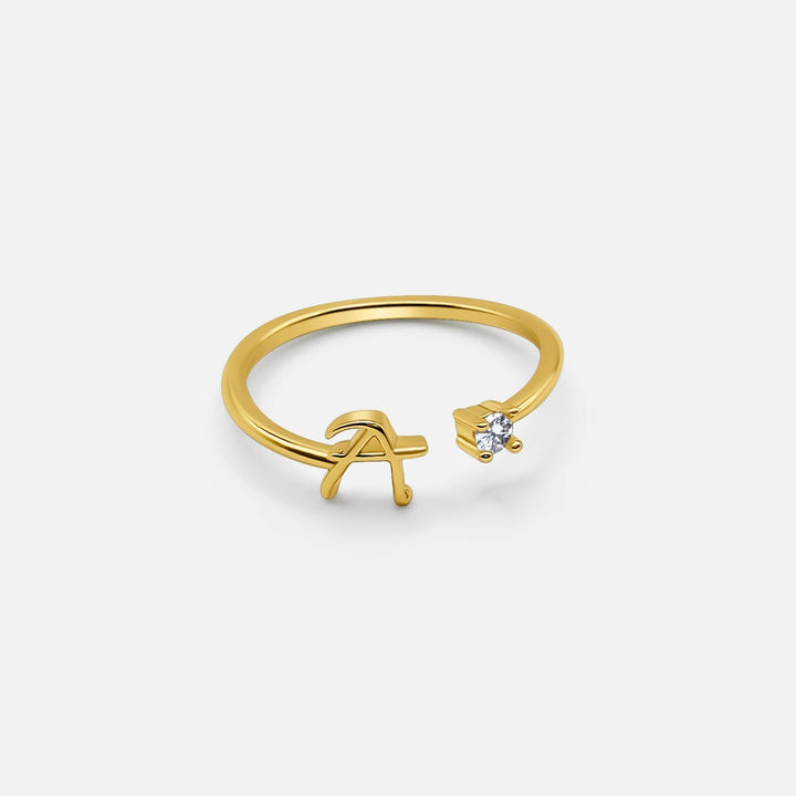 VERSTELLBARER PERSONALISIERTER GOLD INITIAL DIAMANT RING