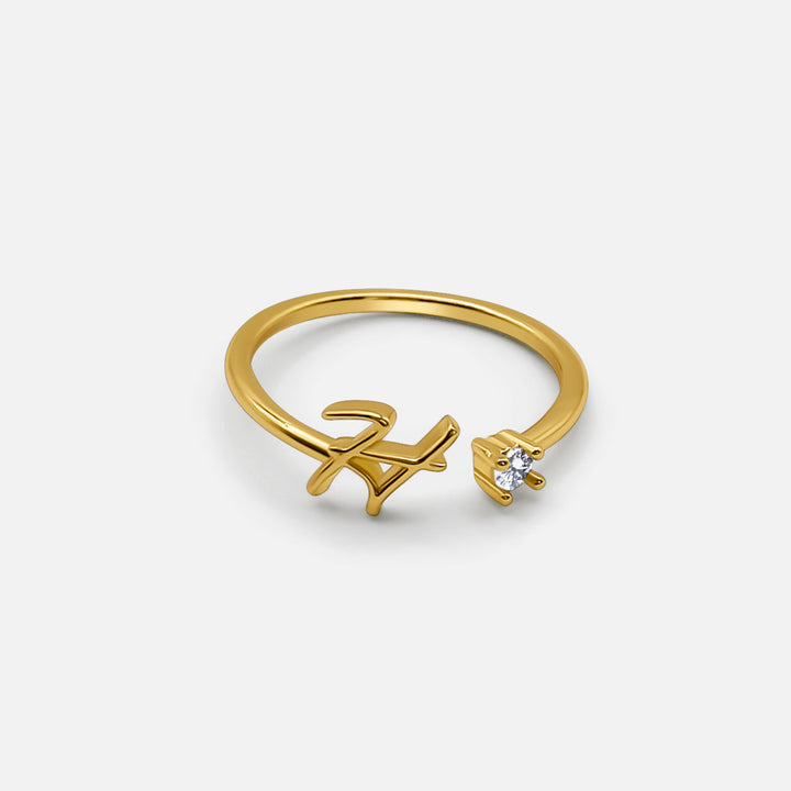 VERSTELLBARER PERSONALISIERTER GOLD INITIAL DIAMANT RING