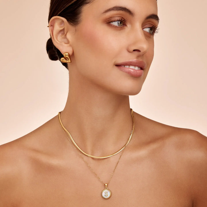 Perlen-Mutter Initial Anhänger Halskette