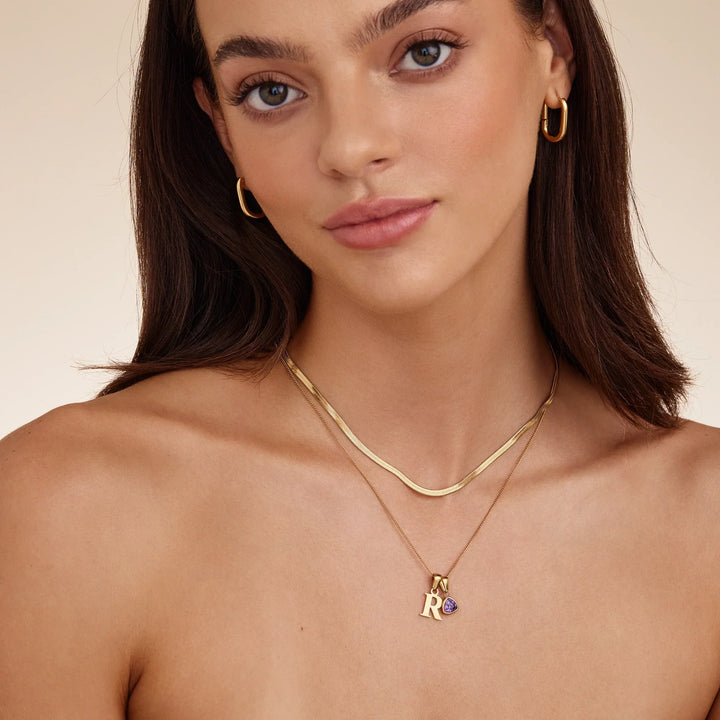 Initiale Geburtsstein Charm Halskette