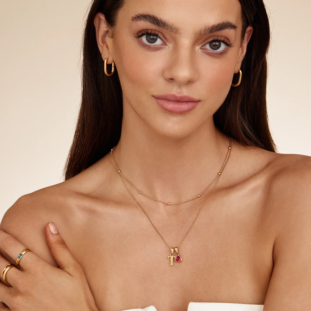 Initiale Geburtsstein Charm Halskette