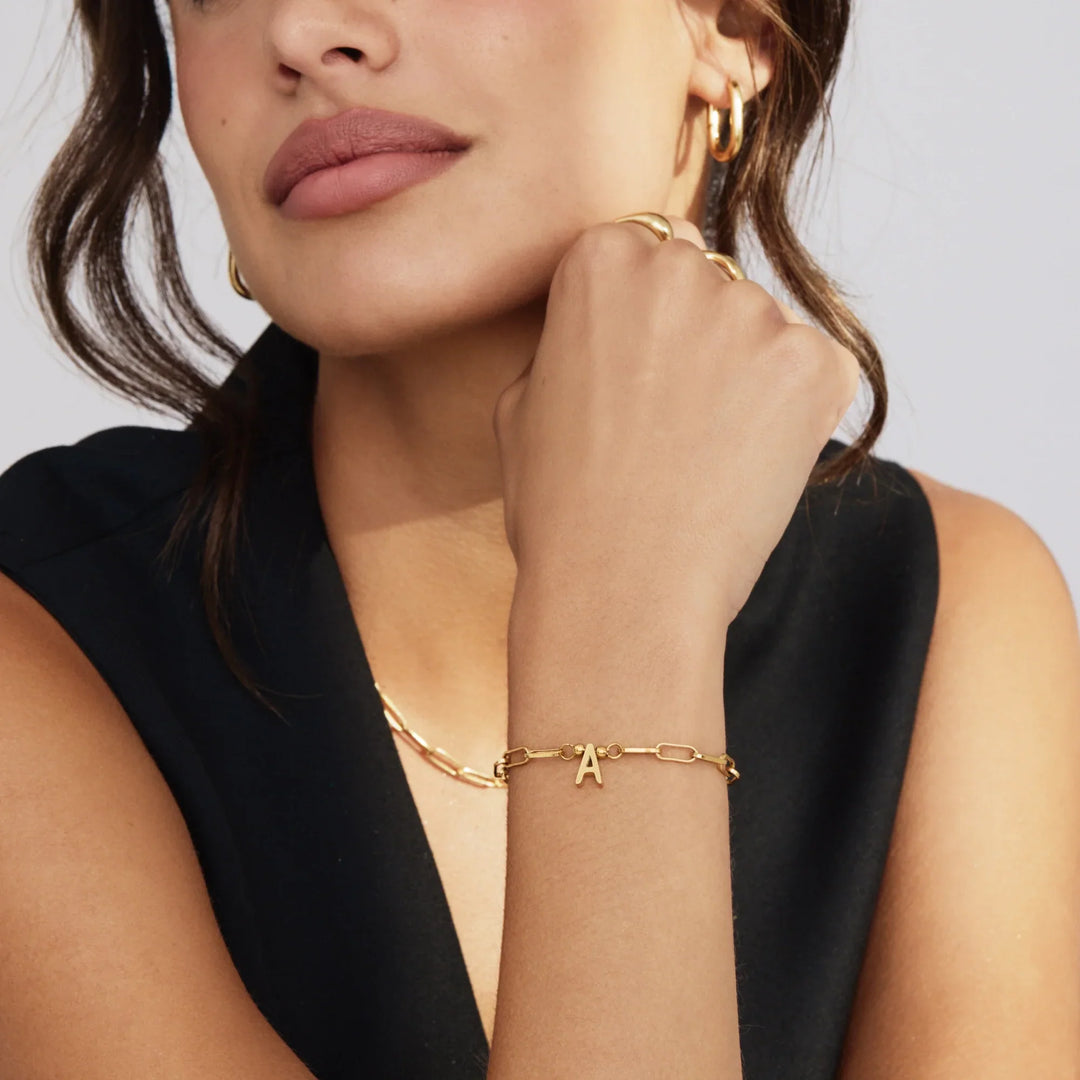 Paperclip Initial Charm Armband