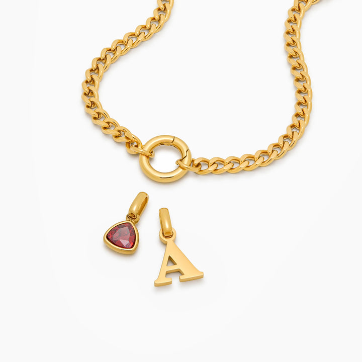 Initiale Geburtsstein Curb Chain Halskette