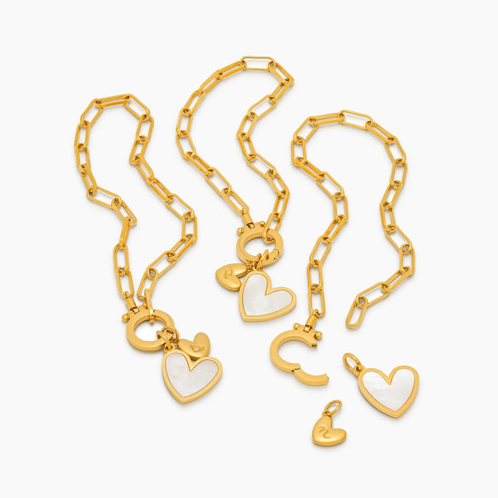 Paperclip Initial Herz Duo Armband