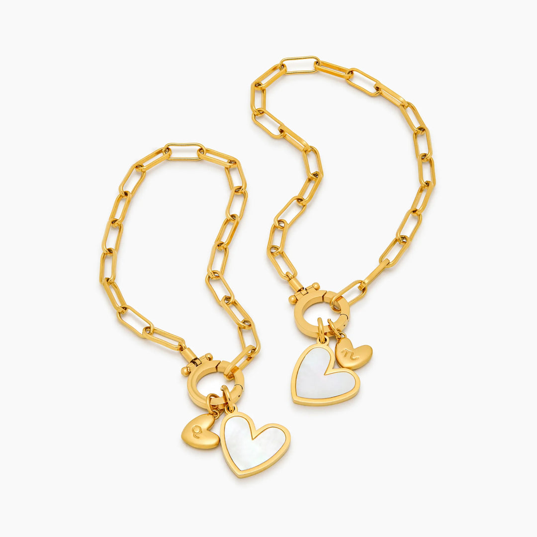 Paperclip Initial Herz Duo Armband