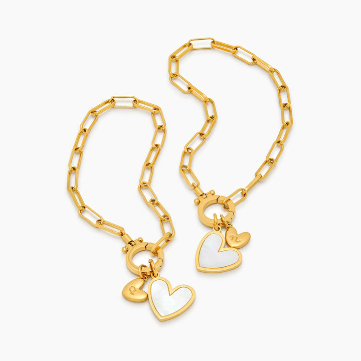 Paperclip Initial Herz Duo Armband