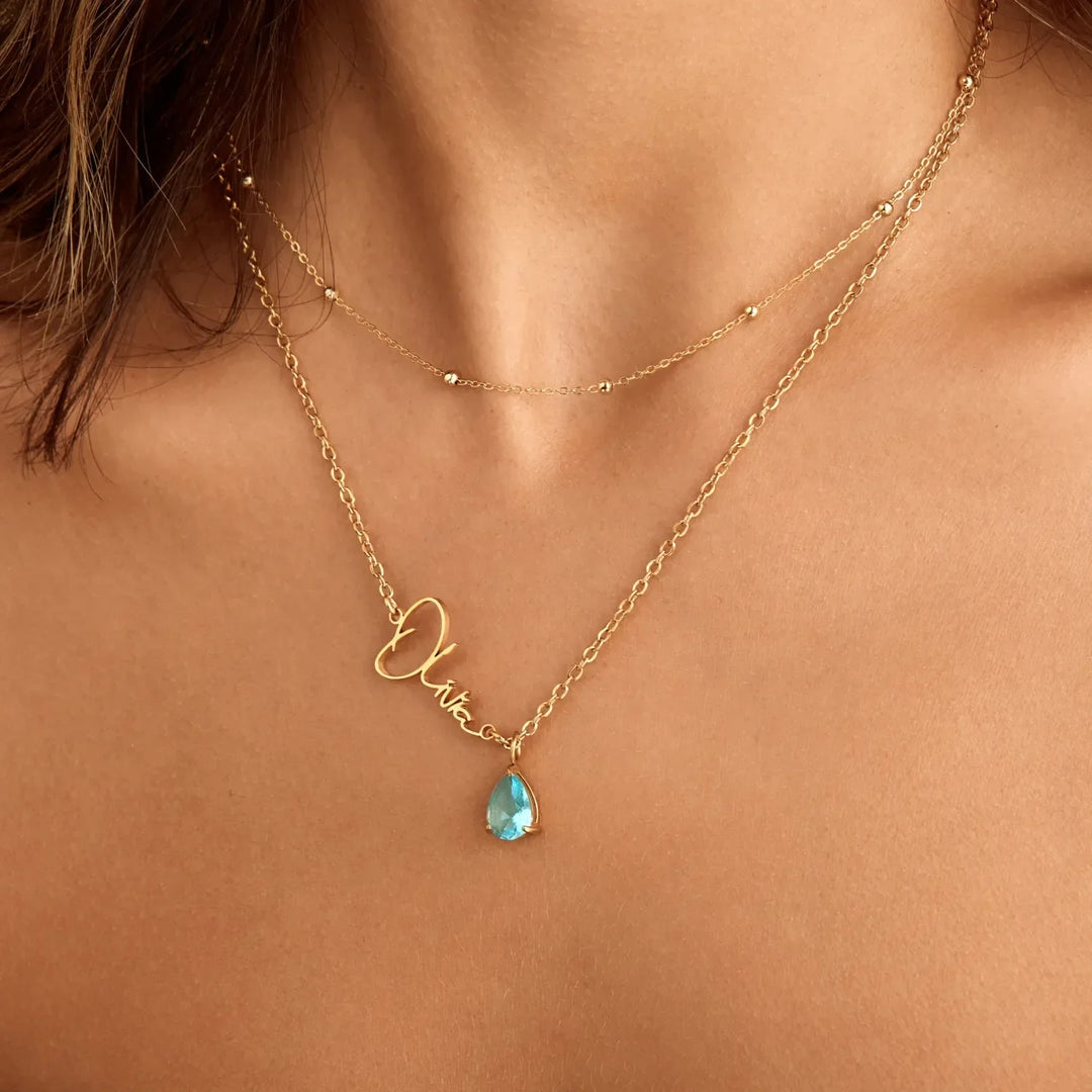 Namens- und Geburtsstein-Halskette